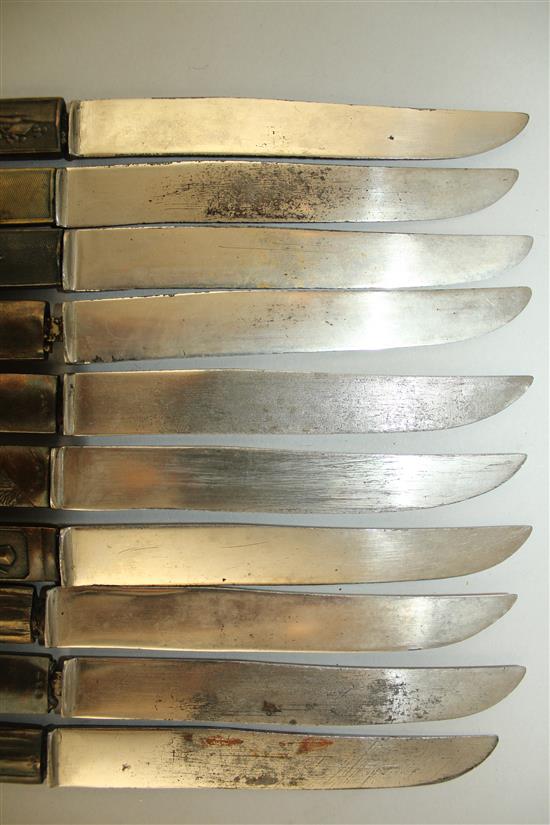 Eleven Japanese Kozuka handles, late 19th century, approx. 21cm